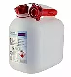 Benzinkanister hünersdorff 5 Liter transparent! Mit UN-Zulassung und PREMIUM-Ausgiesser!