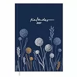 Eine der Guten Terminkalender A5 - Kalender 2027, Softcover Wochenplaner Woche auf 2 Seiten mit Habit-Tracker, Taschenkalender Terminplaner mit Leseband, FSC-Papier, Blau mit Blumen