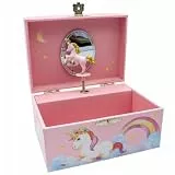 GICO Kinder Spieluhr Schmuckkästchen für Mädchen Schmuckbox pink, Einhorn - Melodie: Schwanensee - 92059
