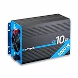 ECTIVE - Wechselrichter 12V auf 230V CSI PRO 10-1000W reine Sinuswelle - Offgrid-Spannungswandler DC/AC Strom mit USB, Überlast- & Überhitzungsschutz, NSV & USV Funktion & Batterieladefunktion bis 20A