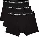Calvin Klein Herren 3er Pack Boxershorts Trunks Unterwäsche, Schwarz (Black W Black Wb), L