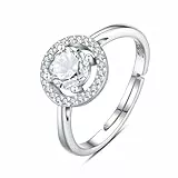 INFUSEU Geburtsstein Ring, 925 Sterling Silber Geburtsstein Klare CZ Ringe für Damen Juli Personalisierbar Verstellbar Offene Bänder Zirkonia Ringe Geschenke für Frauen Mädchen