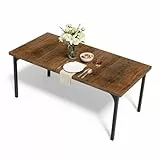 LEADZM Esstisch, Küchentisch, Esszimmertisch 180 x 90 cm für 6-8 Personen, Dining Table für Esszimmer, Büro, Arbeitszimmer (Rustikal-Braun, 180 x 90 x 76 cm)