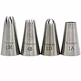 Tumtanm 4 Stück Edelstahl nahtlos Spritztüllen-Set, Kuchen dekorieren Tipps, Professionelle große Spritztüllen, für Cupcakes und Backen