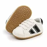 RVROVIC Baby Jungen Mädchen Sneaker Anti-Rutsch Oxford Loafer Flats Säugling Kleinkind PU Leder Weiche Sohle Baby Schuhe, Weiß - 2 Weiß Schwarz - Größe: 6-12 Monate