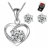 Dr. MUYA® Ewige Rose mit Herz Halskette und Ohrringe, Schmucksets für Damen, Infinity Rosen, Valentinstag Schmuck, Hochzeitstag Geschenk für Sie, Geschenk für Freundin Frauen