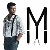 DonDon Hosenträger Herren extra stark schwarz 3,5 cm Hosenträger Herren breit in Y-Form lang - Starke Clips passend für Anzug Jeans Chinos Vintage Rockabilly Suspenders