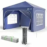 VOUNOT® Pavillon 3x3m mit 4 Seitenteilen & 4 Sandsäcke, Pop Up Faltpavillon, Wasserdicht, Faltbar Gartenzelt Partyzelt, inkl. Tasche, Blau