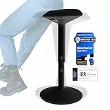 Ergonomischer Hocker - Bürohocker Testsieger mit 55-80 cm Stehhocker Höhenverstellbar mit Schwingeffekt - Büro Stehstuhl - Rutschfester Sitzhocker Ergonomisch - Wackelhocker Büro - Mattschwarz