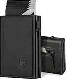 TEEHON Geldbörse Herren, Portmonee Herren mit Münzfach & RFID Schutz, Leder Portmonee Slim Wallet Geldbeutel, 10 Fächer für Kreditkarten, Magnetischer Wallets for Men, Kartenetui - Schwarz