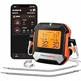 ThermoPro TempPro Bluetooth 135 m Fleischthermometer mit 2 Sonden, Digitales Grillthermometer mit App Steuerung Bratenthermometer mit Alarm, Präzises Küchenthermometer für Grill Smoker Ofen Steak