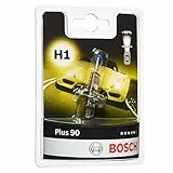 Bosch H1 Plus 90 Halogen-Glühlampe für Auto-Scheinwerfer, 12 V 55 W, 90 % mehr Licht - Lampensockel Typ P14,5s - 1 Ersatz-Scheinwerferlampe