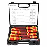 BILITOOLS Schraubendreher Set Elektriker Werkzeug VDE 1000V 9tlg. Schraubenzieher mit Spannungsprüfer magnetisch Schlitz Phillips Pozidriv isoliertes