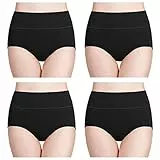 wirarpa Damen Unterhosen Baumwolle Slips Damen Hoher Taille Atmungsaktive Taillenslip Wochenbett Unterwäsche Mehrpack Größen 32-58, Schwarz, Large (42/44)