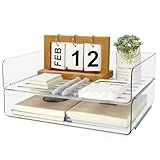 Otauoaea 2 Stück Briefablage Stapelbar, Dokumentenablage Transparant aus PET, Ablage A4, Papierablage, Briefablage Organizer, Schreibtisch Organizer Ablagefächer für Büro Office