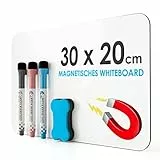 KTRIO A4 Whiteboard Magnetisch für Kühlschrank, Whiteboard Folie Magnetisch mit 3 Stiften + Schwamm für Metalloberfläche - Abwischbare Magnettafel für Küche, Büro und Zuhause, 30x20cm