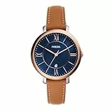 Fossil Damenuhr Jacqueline, Quarzwerk, 36mm 2T Silber/Rose Edelstahlgehäuse mit einem Lederarmband, ES4274