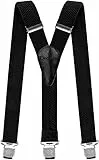 Decalen Hosenträger für Herren breit extra starken Clips Y Form Lang Eine Größe Passt Alle Männer und Damen (Schwarz)