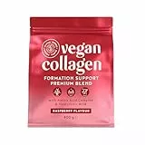 Vegan Collagen Pulver + Hyaluronsäure [400g] | Pflanzliche Alternative zu Kollagen Hydrolysat | mit 13 Aminosäuren und Vitamin C aus Camu | Himbeergeschmack | in Deutschland hergestellt | Alpha Foods