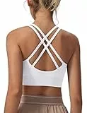 Leversic Sport BH Push up Cross Back Design Bustier Damen mit Gepolstert Ohne Bügel Damen-BHS mittelstarkem für Fitness Lauf Joggen, 315-Weiß, S