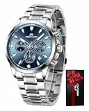 MEGALITH Herren Uhr Edelstahl Armbanduhr: Chronograph Analog Wasserdicht Herrenuhr mit Datum Leuchtend - Elegantes Geschenke für Business Männer