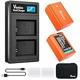 Vemico NP-FW50 Akku Ladegerät Kit 2 Pack 1200mAh Ersatzakkus Typ C LCD Dual Ladegerät für ZE-V10 Alpha A6000, A6400, A6300, A6500, A7II, A7RII, A7SII, A7S2, A7R, A7R2, A55, RX10 Kamera