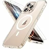 Miracase für iPhone 16 Pro Hülle für Magsafe[mit 2 Panzerglas] [TOP Militärschutz & Magnetkraft] Stoßfest Kratzfest mit Samtiger Haptik Handyhülle für iPhone 16 Pro 6,3', Transparent
