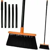 ASOUUNLD Kehrbesen mit Stiel 145cm Verstellbar Besen 5-teiliger Teleskopstiel aus Edelstahl 26cm Breiter Besenkopf mit Weichen Borsten Leichter Haushaltsbesen für Innen Haus Garage Küche Büro