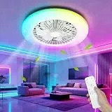 Aigostar Deckenventilator mit Licht und Fernbedienung, 40W LED Deckenleuchte RGB+CCT Dimmbar, Leiser Motor, 7 Flügel, Timer, 19' Weiß