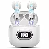 Neu 2025 KI Übersetzer Kopfhörer, 3-in-1 Echtzeit Sprachübersetzer Ohrhörer mit 164 Sprachen & 7 Modi, Bluetooth 5.4 Kopfhörer Übersetzer mit App, LED Display, 42H Laufzeit für Reisen Weiß