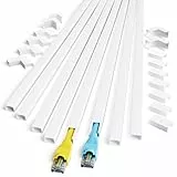 Einschnur Kabelkanal, 8M Selbstklebend Weiss Mini, Lackierbarer zum Verstecken eines Netzkabels, Lautsprecherkabels oder TV-Kabels zu Hause oder im Büro - 8X L1000mm, B15mm, H10mm