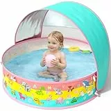 Baby Planschbecken mit Dach, Pop-Up Strandmuschel Baby UV Schutz 50+ mit Aufbewahrungstasche, 4 in 1 Portabler Baby Pool mit Sonnenschutz, Sommer Must-Haves für Strand, Urlaub, Camping und Picknick