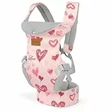 YooxArmor Babytrage Neugeborene ab Geburt,Ergonomische Gemütlich Leichtgewichtig Baby Carrier mit Nackenstütze für Kleinkind (3-36 Monate),4 Positionen,Geeignet für 3-30 kg,Rosa