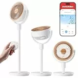 SwitchBot Standventilator mit Luftzirkulation mit RGB-Beleuchtung, 22 dB-ultra-leise, Fernbedienung, Matter via Hub, 9,15 m³/min Luftstrom, höhenverstellbar, 4 Modi, 9 Geschwindigkeiten, 9h-Timer