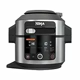 Ninja Foodi Multikocher mit SmartLid, 6L, 11-in-1 Multicooker, Pressure Cooker Schnellkochtopf, Air fryer Heißluftfritteuse, Slow Cooker, Grillen, Backen, Edelstahl, OL550EU