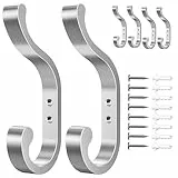 jockcaras 6 Stück Garderobenhaken, kleiderhaken zum Schrauben Silber - Rucksackhaken, Moderne Kleiderhaken Garderobe, Flurgarderobe, Handtuchhaken, Garderobe Wand Haken, Jackenhalter Wand