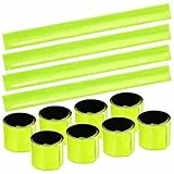 O-Kinee Reflektorband 12pcs，Schnapparmband Reflektor，Reflektorbänder Schnapparmbänder reflektorband Klatscharmband Sicherheitsband für Jogger und Radfahrer(Grün 12pcs)