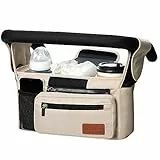 Kinderwagen Organizer Universal mit Isolierten Getränkehalter/Becherhalter, Momcozy Buggy Kinderwagentasche Baby Zubehör mit Reißverschlusstasche, Schultergurt und Stauraum für Windeln&Handys