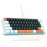 Snpurdiri 60% Prozent Gaming Tastatur Kabelgebundene, RGB LED Beleuchtung, Mechanisches Gefühl Keyboard Mini Kleine Ergonomisch, Kompakt, Office Tastatur für PC (63weißschwarz-orange)
