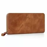 BROWN BEAR Reißverschluss Geldbörse Damen Leder lang mit Münzfach | Echtleder Vintage Braun | RFID-Schutz | Portemonnaie | Geldbeutel | BB Conny CBR