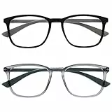 OPULIZE Max Lesebrille 2er Pack - Klassische große rechteckige Fassung - Brillen in mattem Schwarz und Grau - Herren Damen Unisex - RR78-17 - +1,50