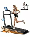 LONTEK Walking Pad Klappbar mit Steigung 10KM/H, 16% Laufband für Zuhause Klappbar mit Steigung, LED Anzeige, Fernbedienun, Laufbänder mit Handläufen, 3.0 CV Treadmill for Home, Belastung 136KG