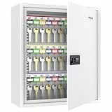 Uniclife Schlüsselschrank 60 Fach mit Zahlenschloss und Schlüssel resettbar digitaler Sicherheitstresor Schlüsselorganizer mit verstellbaren Regalen farbigen Etiketten und Haken weiß