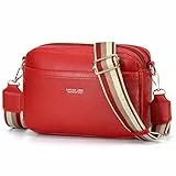 AIFILLE Leder UmhäNgetasche Crossbody Bag Damen Breiter Gurt Klein UmhäNgetasche Damen mit Breitem Schultergurt Crossbag Shoulder Bag Women - Schultertaschen Crossover Bag Rot