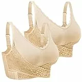 iClosam Damen Sport BH Spitzen BH Frauen Bustier Spitzen Bra für Fitness Training Joggen Yoga Bequem Atmungsaktiv BH Dünn Front Closure Push Up Ohne Bügel
