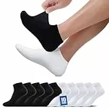 TUUHAW Herren Sneaker Socken 43-46 Damen Sportsocken Halbsocken Kurze Atmungsaktive Baumwolle Socken Laufsocken 10paar Schwarz Weiß