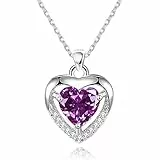 EXGOX Silber Kette Dame Silber Herz Halsketten 925 Sterling Silber Kristall Herz Anhänger Halskette Liebe Einstellbare Silber Halskette Frauen Geburtstag Weihnachten