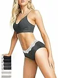 EKSHER Unterwäsche Frauen 6er Pack Unterhosen Damen Sexy Spitze Slip Baumwolle Pantys Mittel Taille Panty Bequeme Schwarz Weiß Grau S