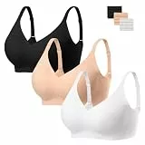 HBselect Nahtlose BHS Damen ohne Bügel Tiefem V-Ausschnitt Bralette Komfort Vollschalen Gepolstert Bustier weicher BHS Bequemer T-Shirt Soft Bra H L