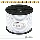 Premium X 100m BASIC Koaxialkabel 135dB 4-fach SAT Antennenkabel Koax-Kabel DVB-S / S2 DVB-C DVB-T BK Anlagen RG6 Satellitenkabel 10x F-Stecker